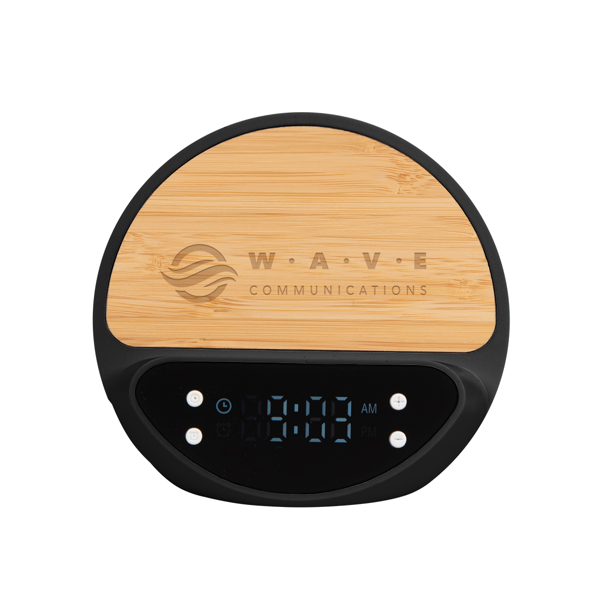 10w Bamboo Wireless Charger With Digital Clock 1