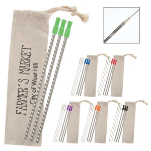 3-pack Stainless Straw Kit With Cotton Pouch 1 3-pack Stainless Straw Kit With Cotton Pouch 1
