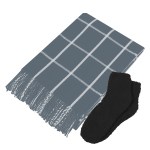 Charleston Throw & Fuzzy Socks Set - 95179 WHTNAVBLU Charleston Throw & Fuzzy Socks Set - 95179 WHTNAVBLU