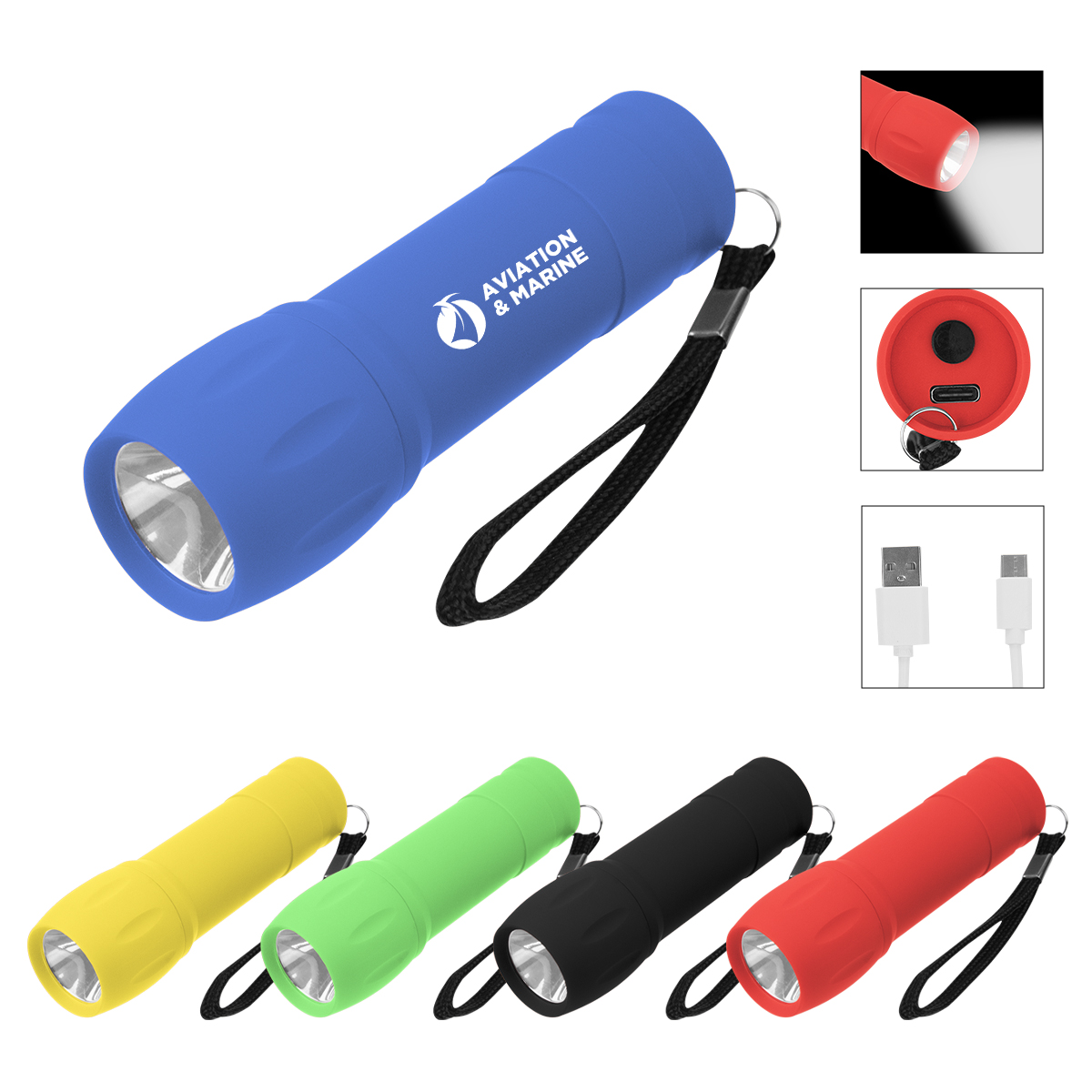Rechargeable Rubberized Cob Light With Strap 2.0 1