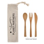 3 Piece Bamboo Utensil Set In Travel Pouch 1 3 Piece Bamboo Utensil Set In Travel Pouch 1