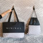 Heritage Quilted Tote Bag - 30057 BLKGRA Lifestyle Silkscreen Heritage Quilted Tote Bag - 30057 BLKGRA Lifestyle Silkscreen