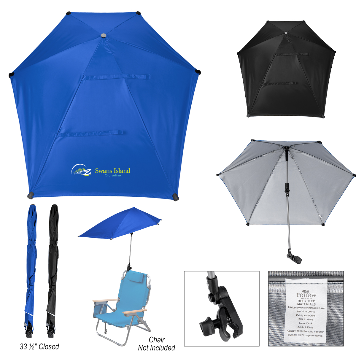 50" Arc Spf 50 Chair Umbrella With 100% Rpet Canopy 1