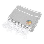 Recycled Beach Blanket With Tassel Fringe - 8081 GRA Embroidery Recycled Beach Blanket With Tassel Fringe - 8081 GRA Embroidery