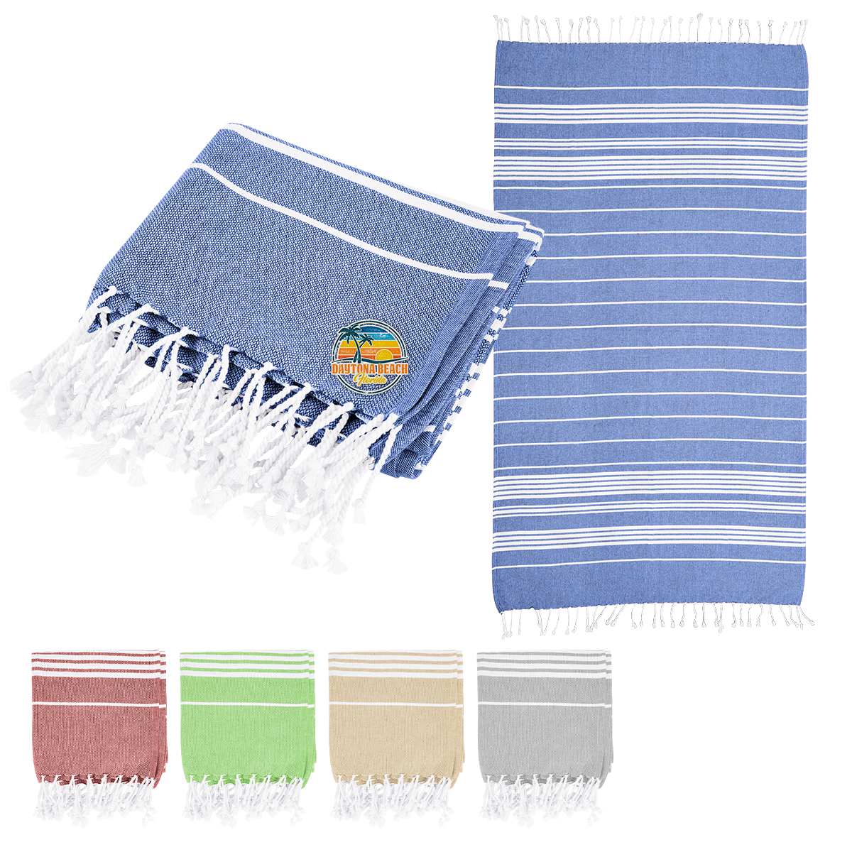 Recycled Beach Blanket With Tassel Fringe 1