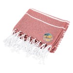 Recycled Beach Blanket With Tassel Fringe - 8081 RED Embroidery Recycled Beach Blanket With Tassel Fringe - 8081 RED Embroidery
