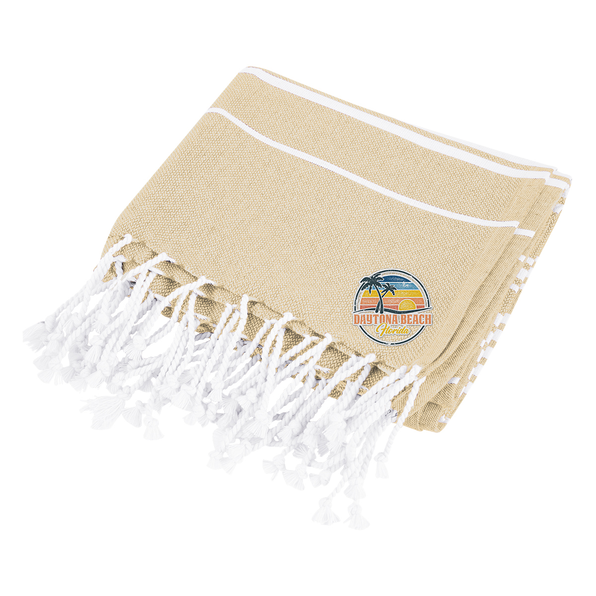 Recycled Beach Blanket With Tassel Fringe 1