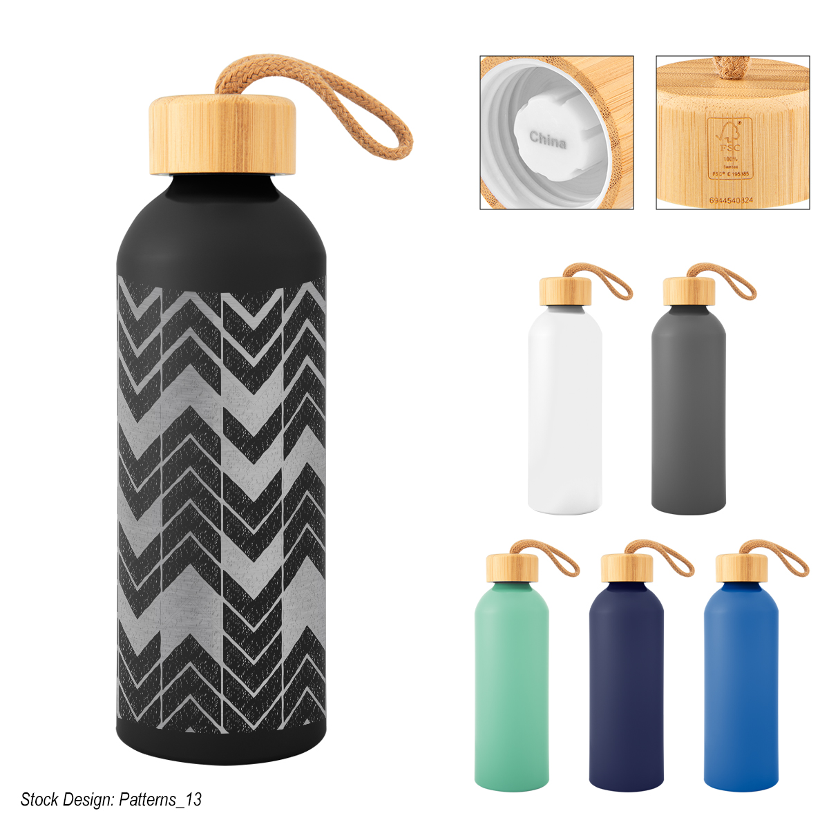 25 Oz. Full Laser Blaire Recycled Aluminum Bottle With Bamboo Lid 1