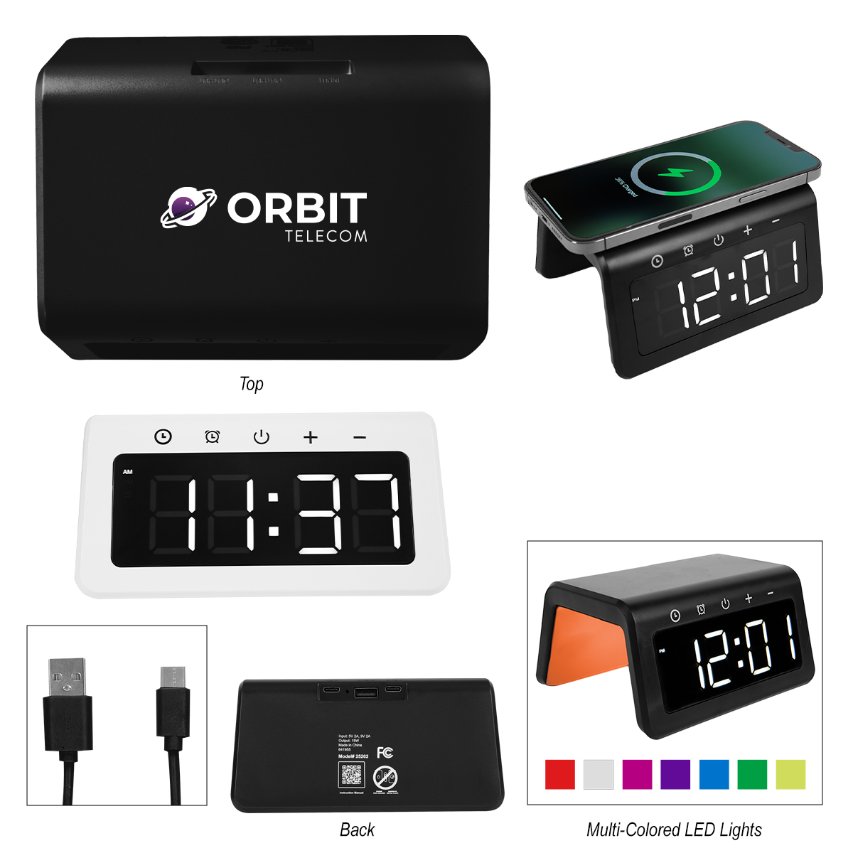 15w Light-up Wireless Charger Alarm Clock 1