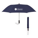 44" Arc Telescopic Folding Wood Handle Umbrella - 4120 NAV Silkscreen 44" Arc Telescopic Folding Wood Handle Umbrella - 4120 NAV Silkscreen