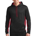 Sport-tek® Sport-wick® Fleece Colorblock Hooded Pullover - ST235 blackdeepred Sport-tek® Sport-wick® Fleece Colorblock Hooded Pullover - ST235 blackdeepred