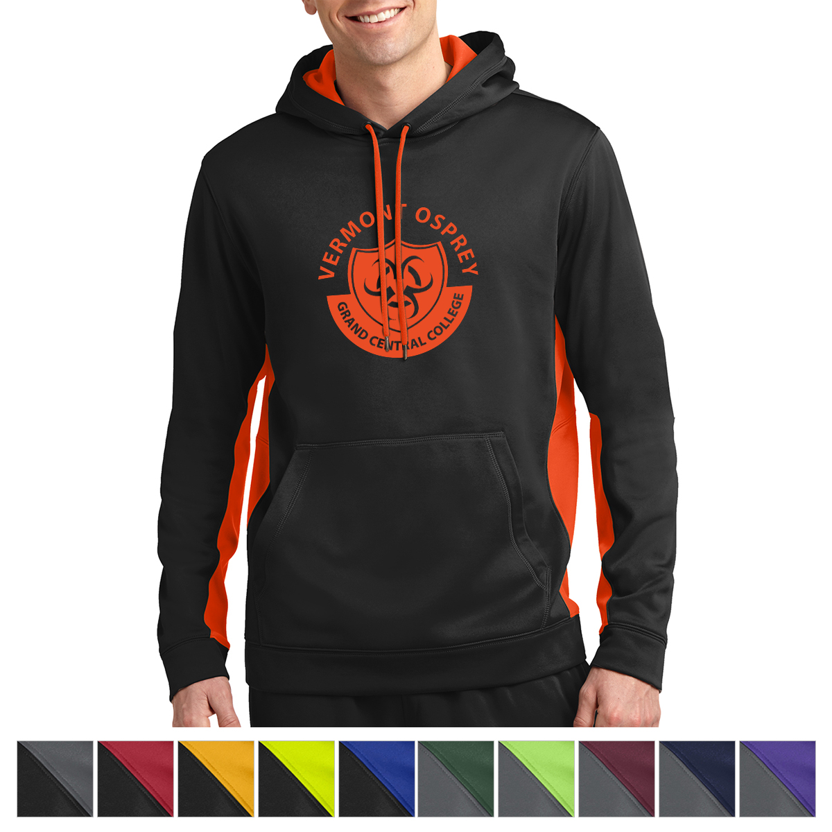 Sport-tek® Sport-wick® Fleece Colorblock Hooded Pullover 1