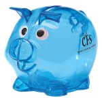 Mini Plastic Piggy Bank - 5062 TRNBLU Padprint Mini Plastic Piggy Bank - 5062 TRNBLU Padprint