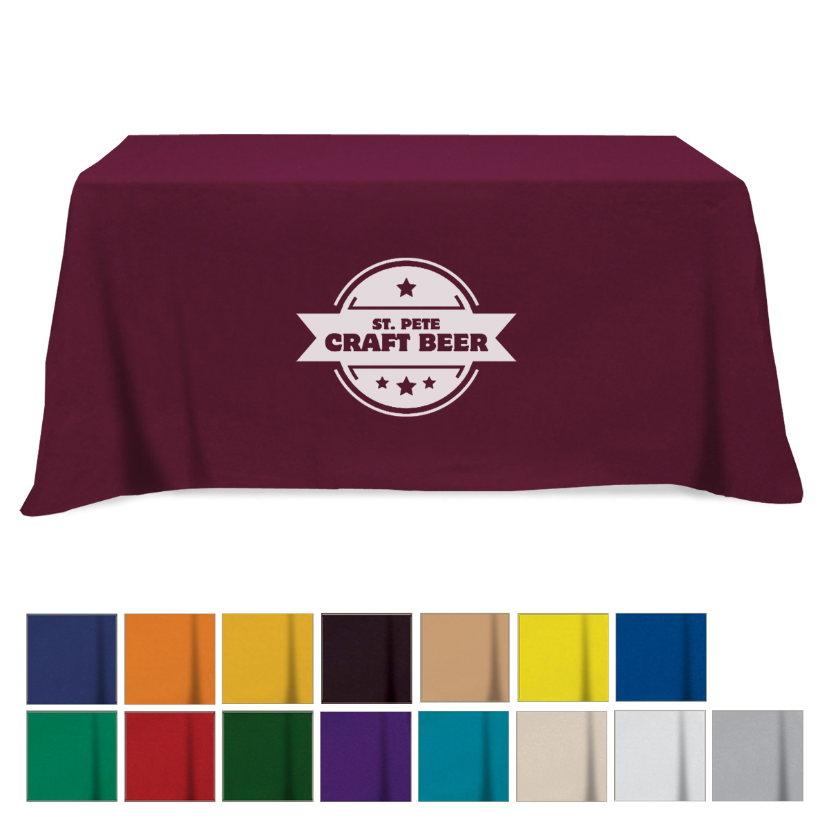 Flat Poly/cotton 3-sided Table Cover - Fits 6' Standard Table 1