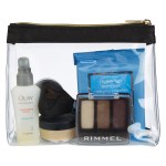 Sadie Satin Clear Cosmetic Bag - 9499 CLRBLK Propped Sadie Satin Clear Cosmetic Bag - 9499 CLRBLK Propped