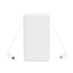10,000 Mah Power Bank With Integrated Cables - 25198 WHT Open 10,000 Mah Power Bank With Integrated Cables - 25198 WHT Open