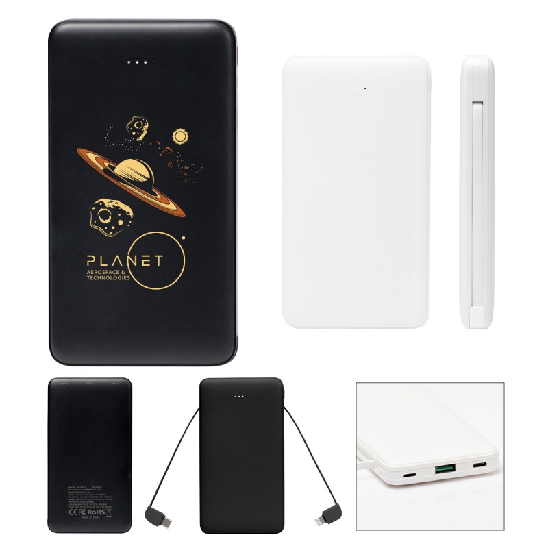 10,000 Mah Power Bank With Integrated Cables 1 10,000 Mah Power Bank With Integrated Cables 1
