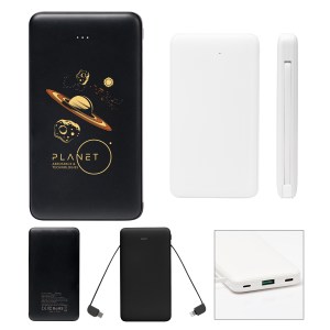10,000 Mah Power Bank With Integrated Cables 1 10,000 Mah Power Bank With Integrated Cables 1