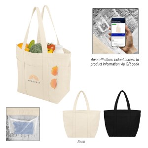 Aware™ 8 Oz. 20 Can Recycled Cotton Cooler Tote Bag 1 Aware™ 8 Oz. 20 Can Recycled Cotton Cooler Tote Bag 1