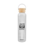 20 Oz. Ribbed Borosilicate Glass Bottle With Bamboo Lid - 50340 CLR Silkscreen 20 Oz. Ribbed Borosilicate Glass Bottle With Bamboo Lid - 50340 CLR Silkscreen