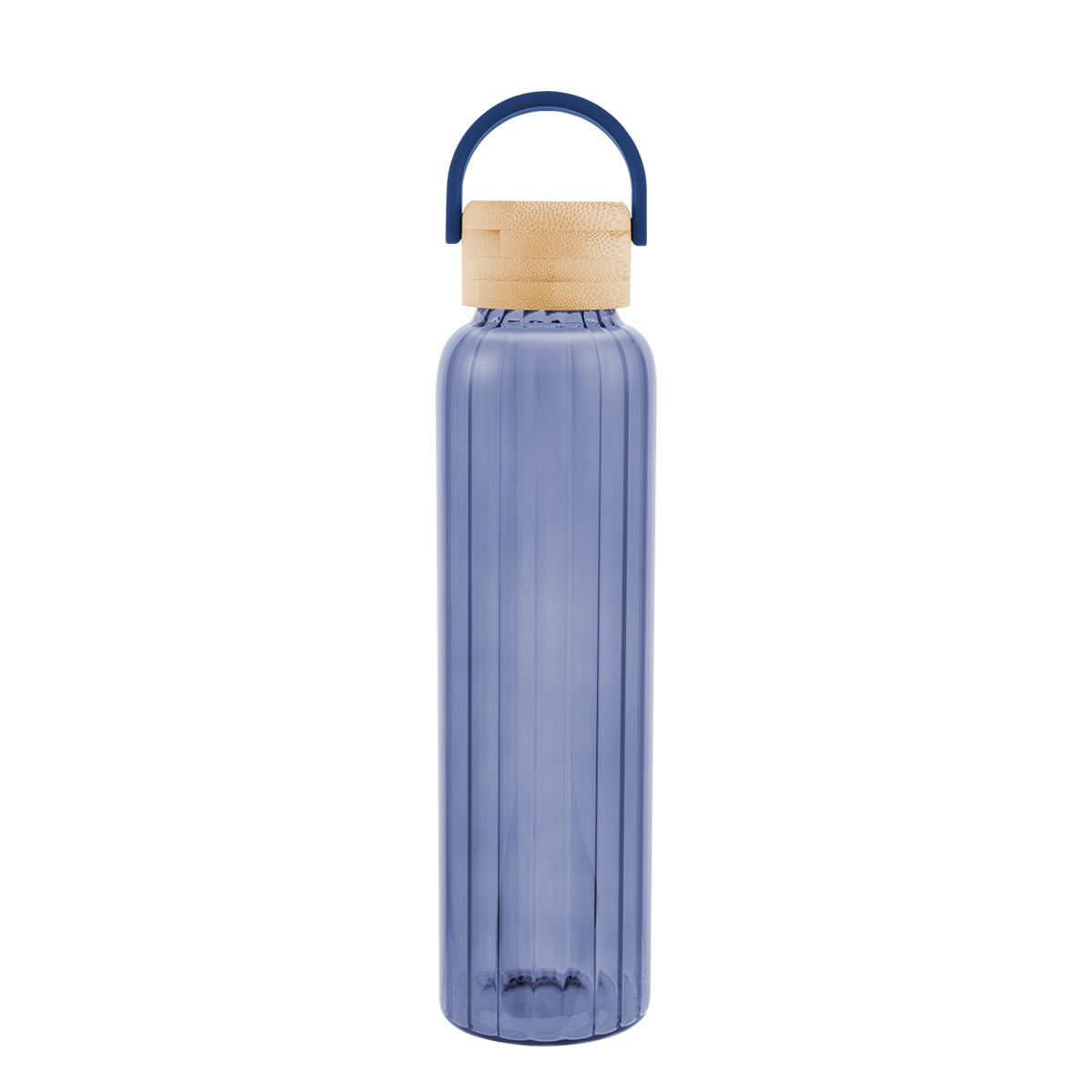 20 Oz. Ribbed Borosilicate Glass Bottle With Bamboo Lid 1