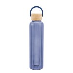 20 Oz. Ribbed Borosilicate Glass Bottle With Bamboo Lid - 50340 TRNBLU Blank 20 Oz. Ribbed Borosilicate Glass Bottle With Bamboo Lid - 50340 TRNBLU Blank
