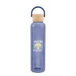 20 Oz. Ribbed Borosilicate Glass Bottle With Bamboo Lid - 50340 TRNBLU Colorbrite 20 Oz. Ribbed Borosilicate Glass Bottle With Bamboo Lid - 50340 TRNBLU Colorbrite