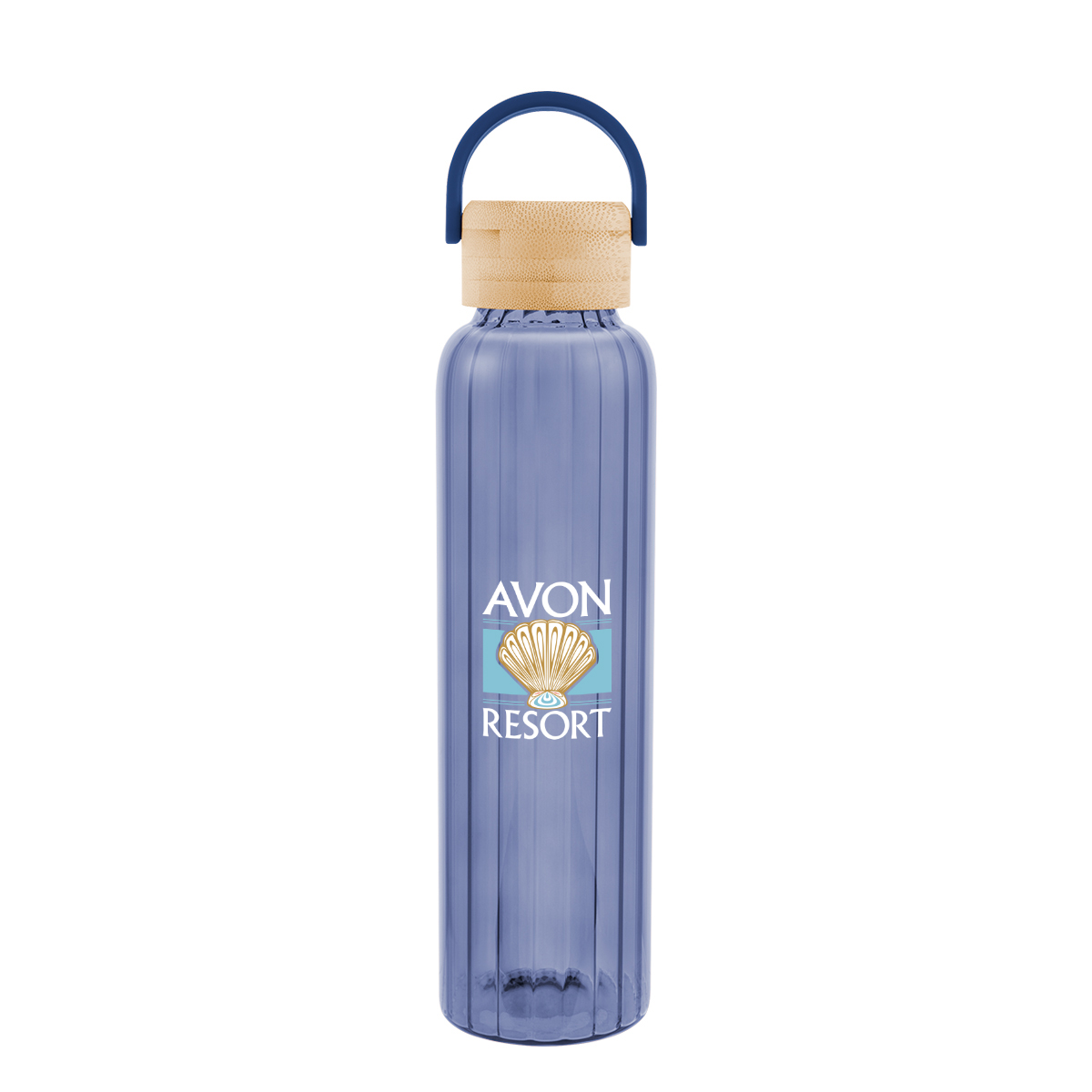 20 Oz. Ribbed Borosilicate Glass Bottle With Bamboo Lid 1