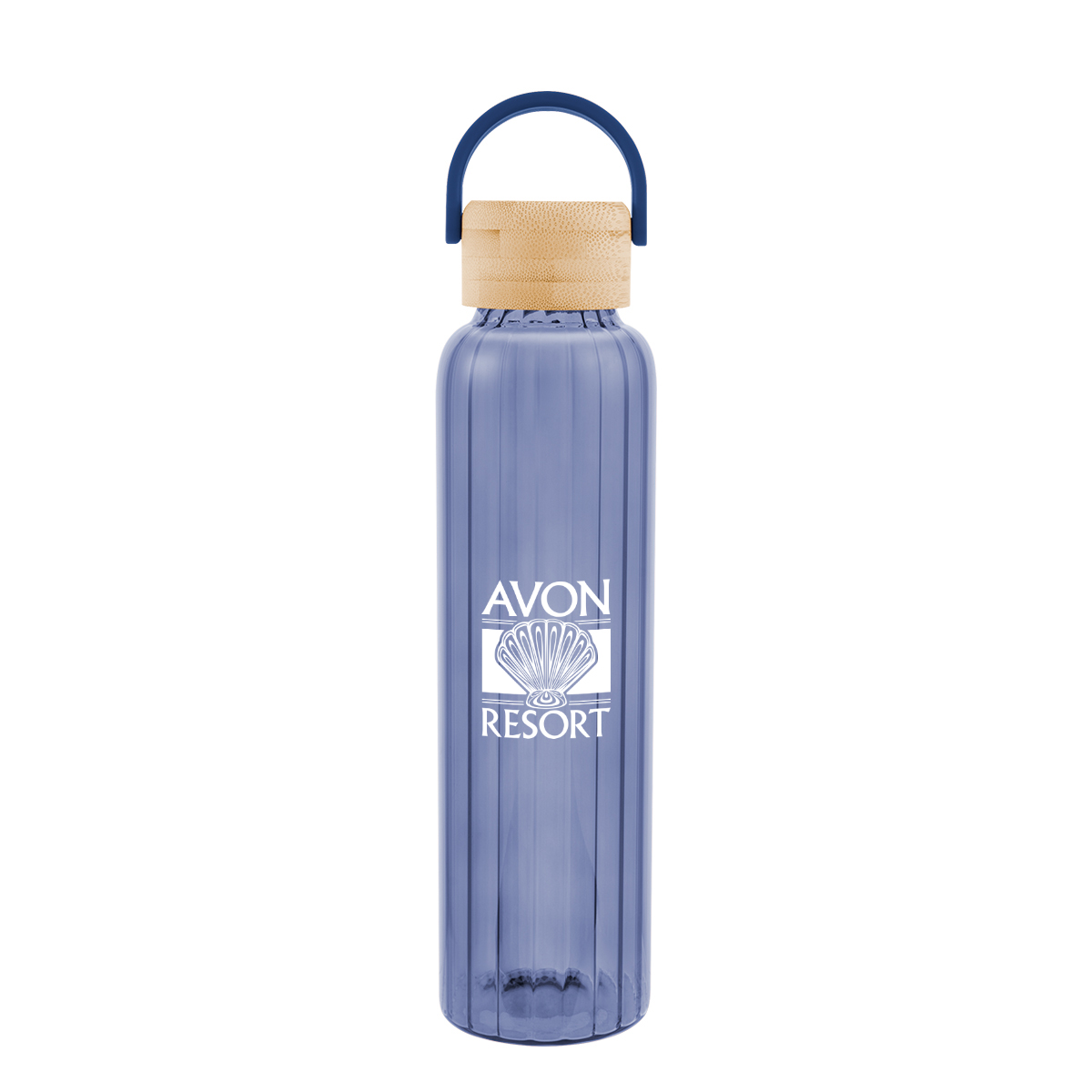 20 Oz. Ribbed Borosilicate Glass Bottle With Bamboo Lid 1