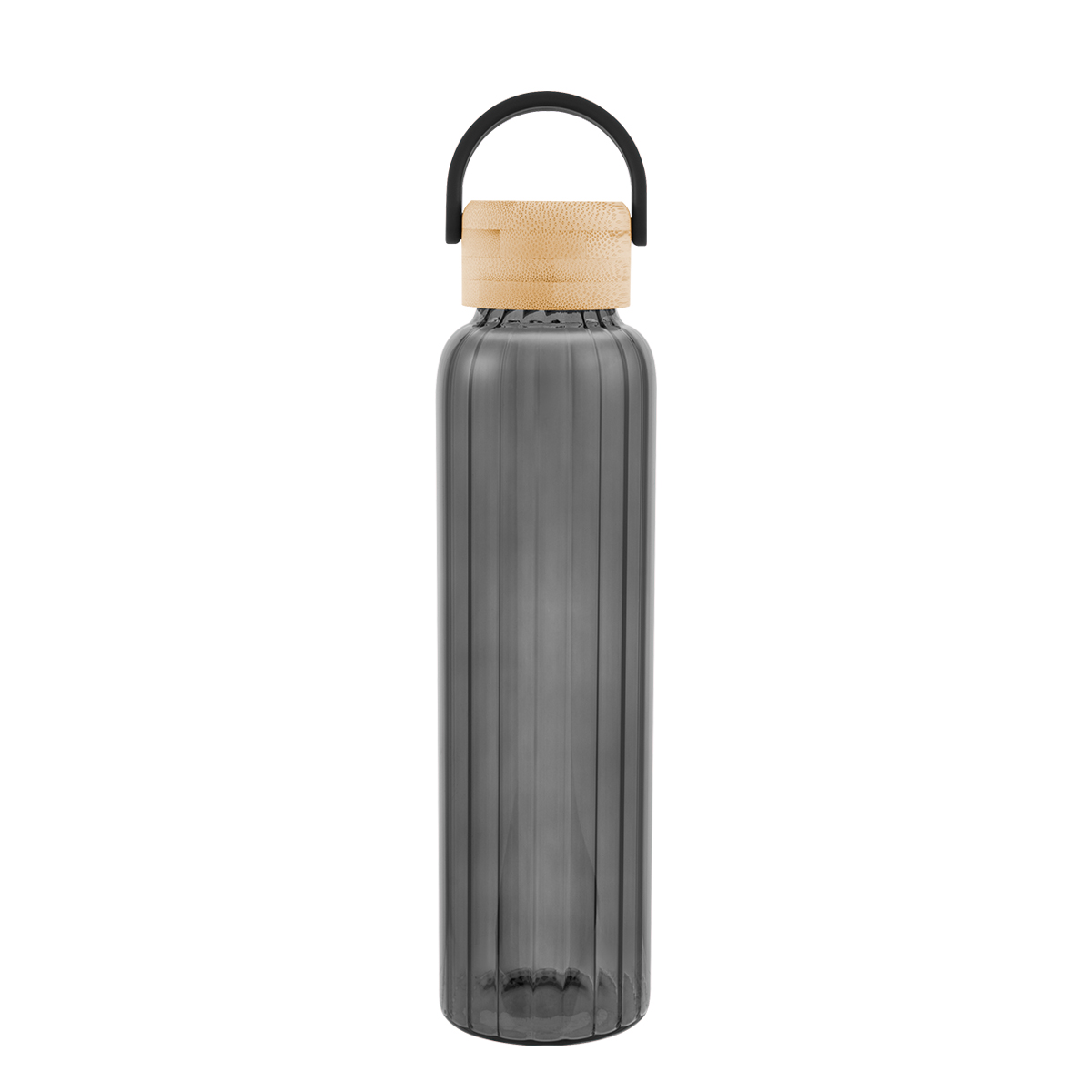 20 Oz. Ribbed Borosilicate Glass Bottle With Bamboo Lid 1
