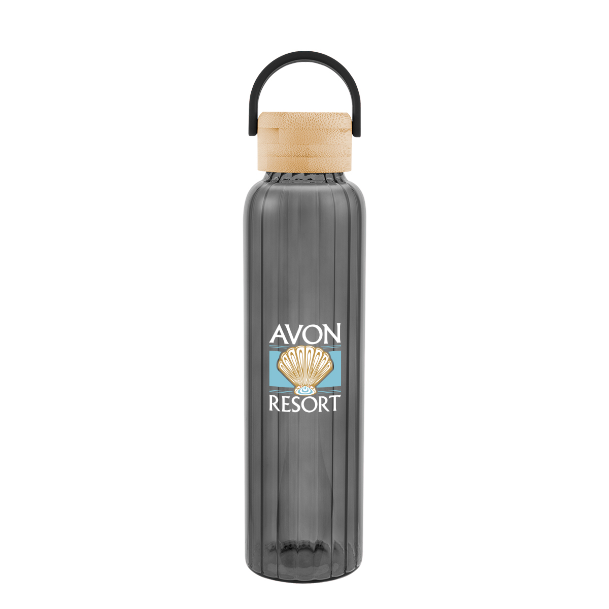 20 Oz. Ribbed Borosilicate Glass Bottle With Bamboo Lid 1