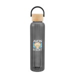 20 Oz. Ribbed Borosilicate Glass Bottle With Bamboo Lid - 50340 TRNCHA Colorbrite 20 Oz. Ribbed Borosilicate Glass Bottle With Bamboo Lid - 50340 TRNCHA Colorbrite