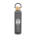 20 Oz. Ribbed Borosilicate Glass Bottle With Bamboo Lid - 50340 TRNCHA Silkscreen 20 Oz. Ribbed Borosilicate Glass Bottle With Bamboo Lid - 50340 TRNCHA Silkscreen