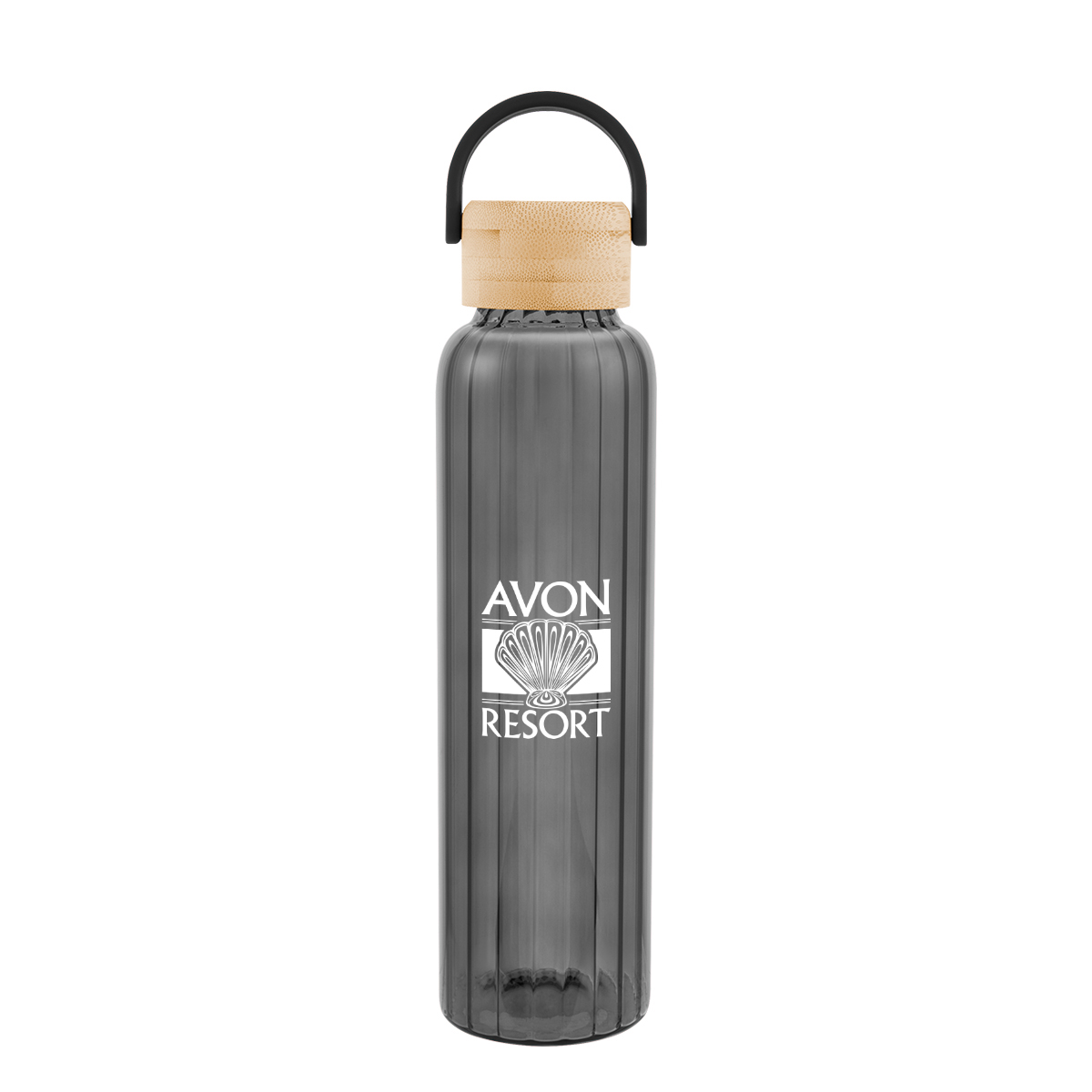 20 Oz. Ribbed Borosilicate Glass Bottle With Bamboo Lid 1