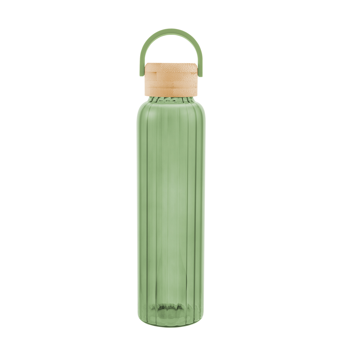 20 Oz. Ribbed Borosilicate Glass Bottle With Bamboo Lid 1