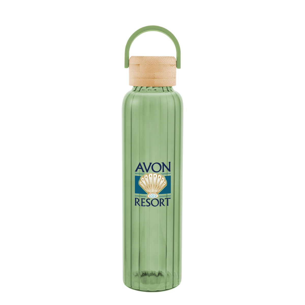 20 Oz. Ribbed Borosilicate Glass Bottle With Bamboo Lid 1