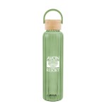20 Oz. Ribbed Borosilicate Glass Bottle With Bamboo Lid - 50340 TRNGRN Silkscreen 20 Oz. Ribbed Borosilicate Glass Bottle With Bamboo Lid - 50340 TRNGRN Silkscreen
