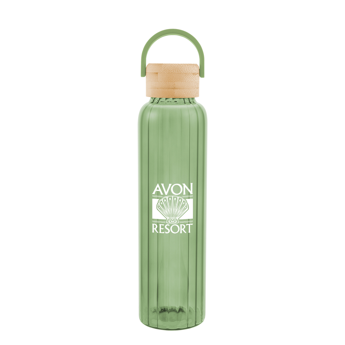 20 Oz. Ribbed Borosilicate Glass Bottle With Bamboo Lid 1