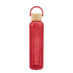 20 Oz. Ribbed Borosilicate Glass Bottle With Bamboo Lid - 50340 TRNRED Blank 20 Oz. Ribbed Borosilicate Glass Bottle With Bamboo Lid - 50340 TRNRED Blank