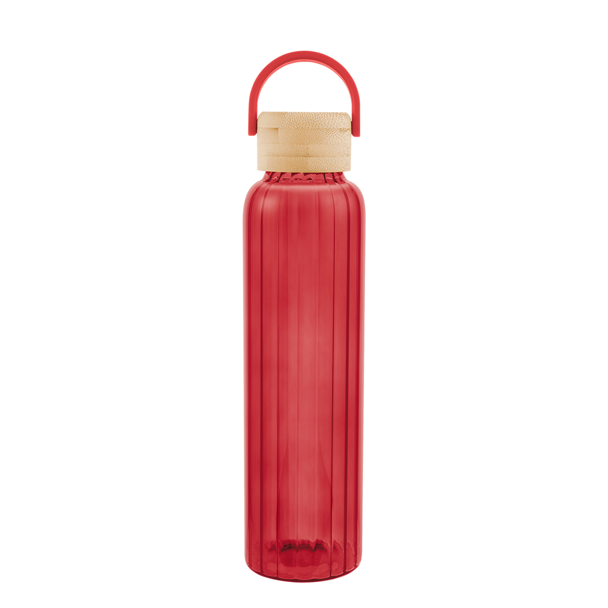 20 Oz. Ribbed Borosilicate Glass Bottle With Bamboo Lid 1