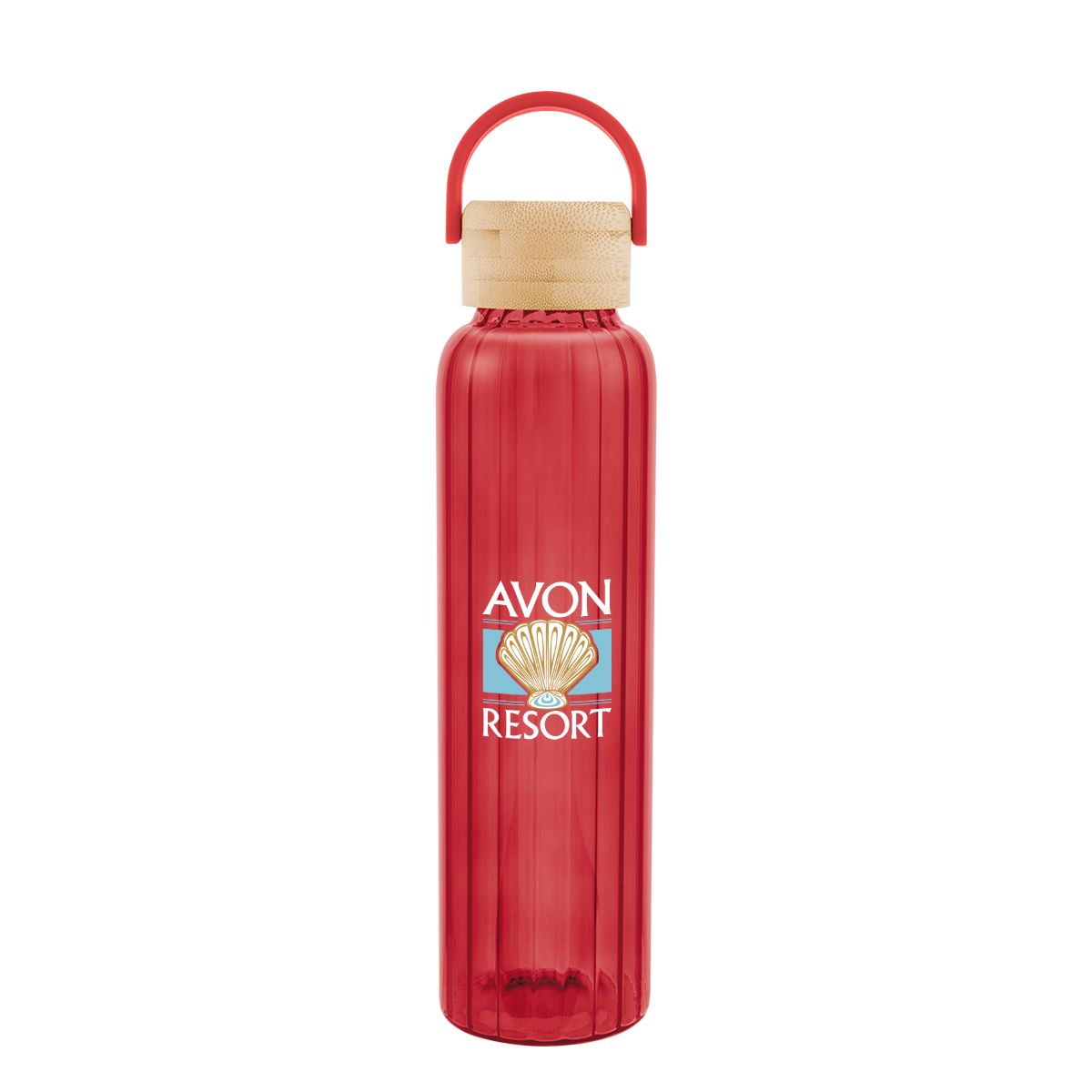 20 Oz. Ribbed Borosilicate Glass Bottle With Bamboo Lid 1
