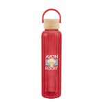 20 Oz. Ribbed Borosilicate Glass Bottle With Bamboo Lid - 50340 TRNRED Colorbrite 20 Oz. Ribbed Borosilicate Glass Bottle With Bamboo Lid - 50340 TRNRED Colorbrite