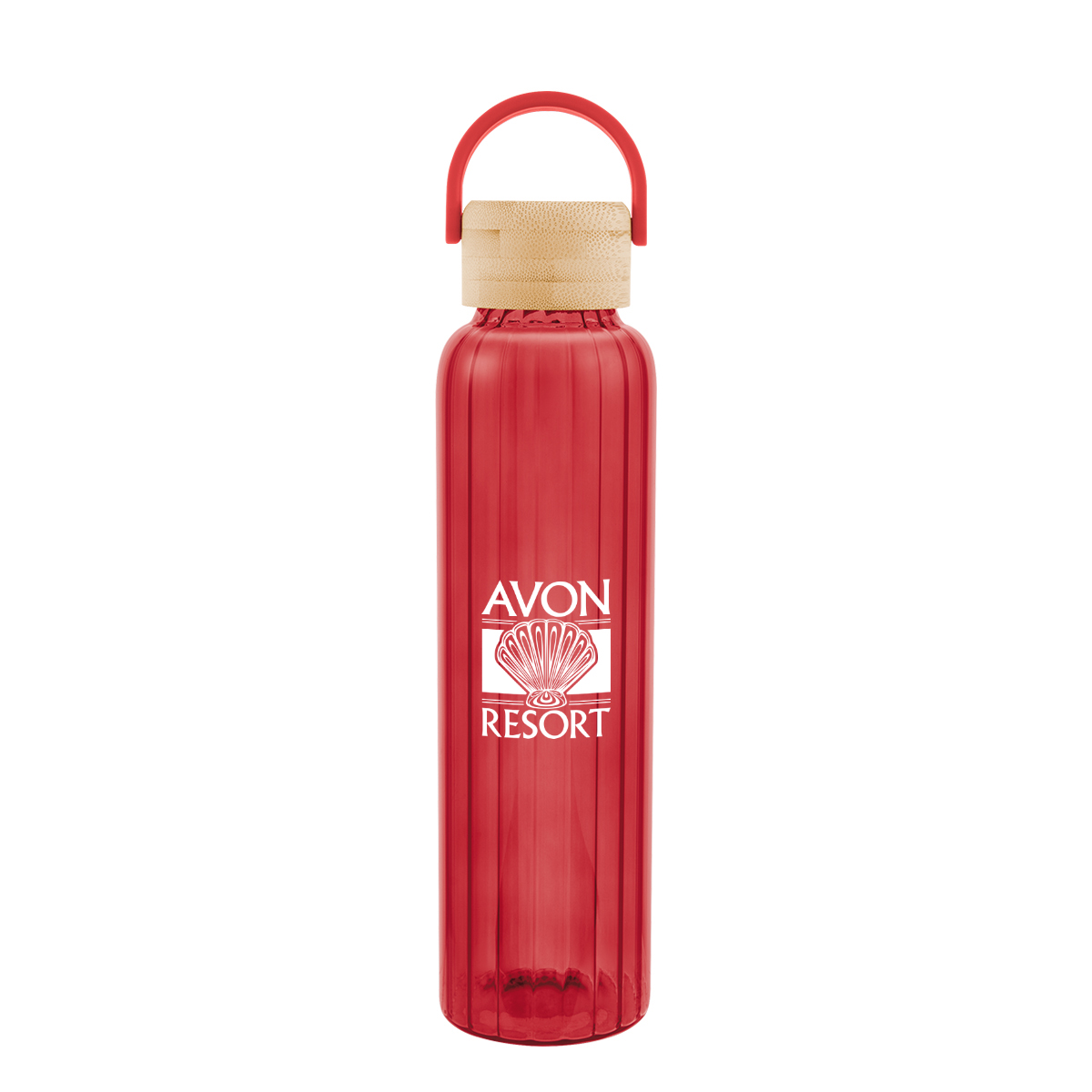 20 Oz. Ribbed Borosilicate Glass Bottle With Bamboo Lid 1