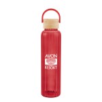 20 Oz. Ribbed Borosilicate Glass Bottle With Bamboo Lid - 50340 TRNRED Silkscreen 20 Oz. Ribbed Borosilicate Glass Bottle With Bamboo Lid - 50340 TRNRED Silkscreen