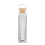 20 Oz. Ribbed Borosilicate Glass Bottle With Bamboo Lid 2 20 Oz. Ribbed Borosilicate Glass Bottle With Bamboo Lid 2