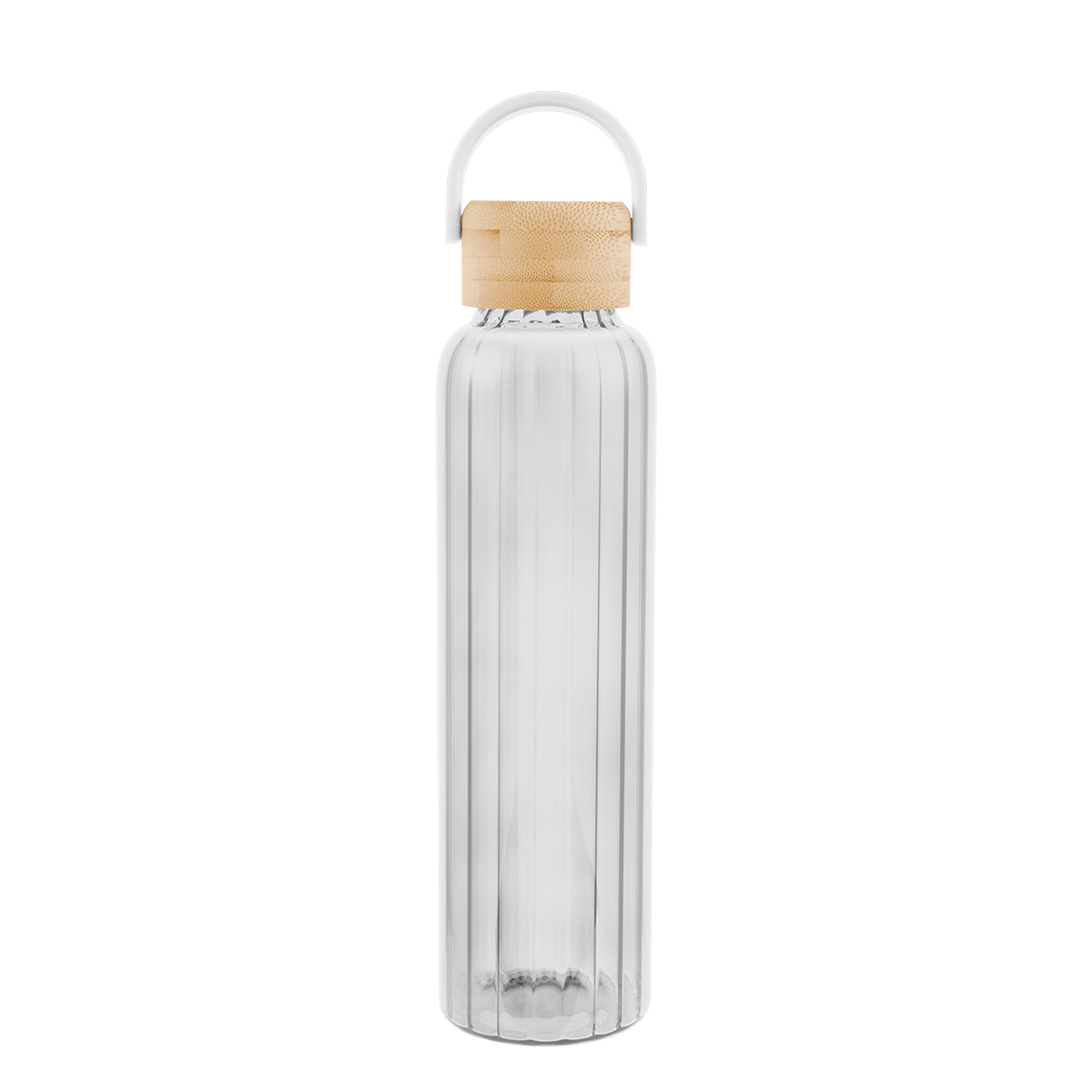 20 Oz. Ribbed Borosilicate Glass Bottle With Bamboo Lid 1