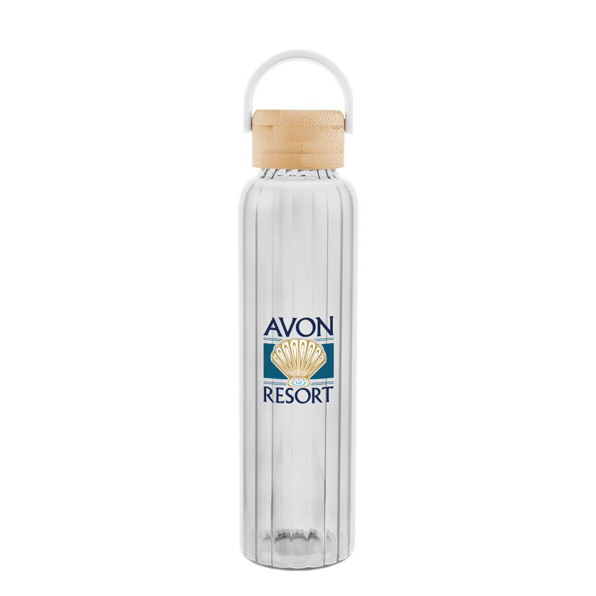 20 Oz. Ribbed Borosilicate Glass Bottle With Bamboo Lid 1