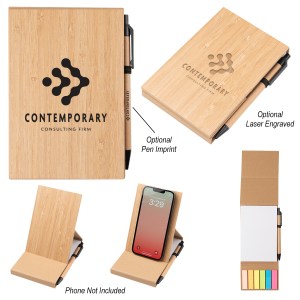 Bamboo Desk Jotter With Phone Stand 1 Bamboo Desk Jotter With Phone Stand 1
