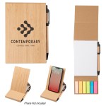 Bamboo Desk Jotter With Phone Stand - 55240 BAMBOO Silkscreen Bamboo Desk Jotter With Phone Stand - 55240 BAMBOO Silkscreen