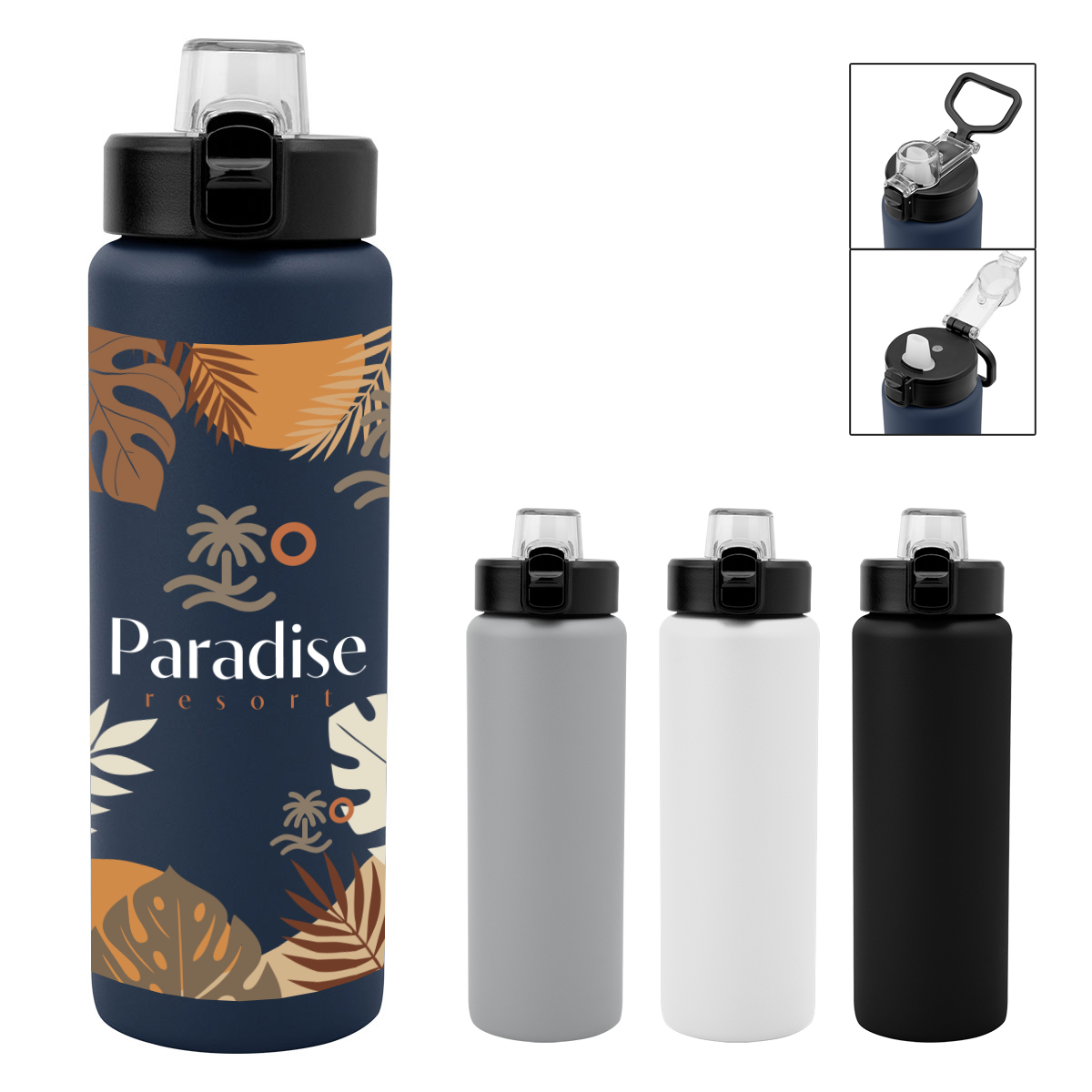 30 Oz. Full Color Nolan Recycled Single Wall Stainless Steel Bottle 1